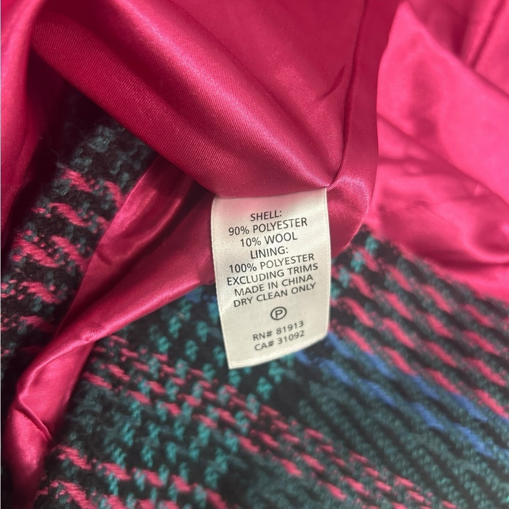 Plenty By Tracy Reese Anthropologie Plaid Peacoat Coat Size Small Midi Length - Picture 12 of 12